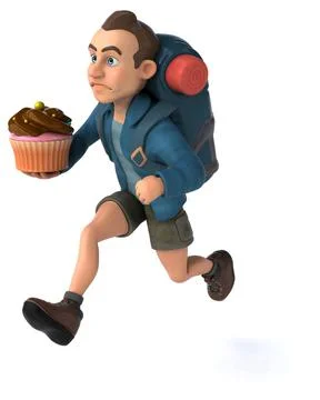 Fun illustration of a 3D cartoon backpacker Stock Illustration