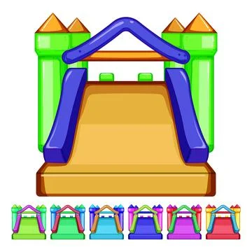 Fun inflatable castle cartoon vector graphic Stock Illustration