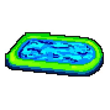 Fun inflatable swimming pool game pixel art vector illustration Stock Illustration