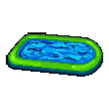 Fun inflatable swimming pool pixel art vector illustration Stockillustratie