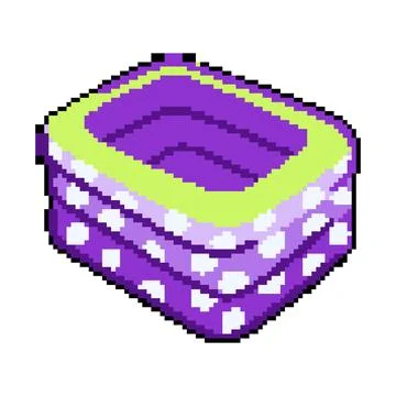 Fun inflatable swimming pool pixel art vector illustration Stock Illustration
