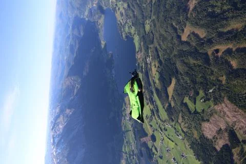 Fun jump skydiving in Norway Stock Photos