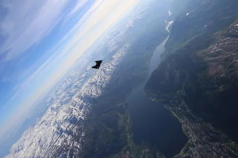 Fun jump skydiving in Norway Stock-Fotos