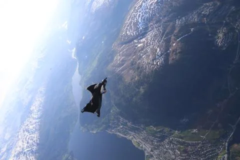 Fun jump skydiving in Norway Foto stock