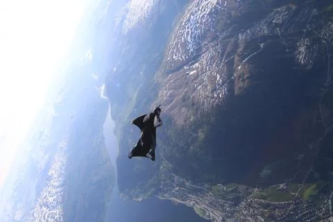 Fun jump skydiving in Norway Stock Photos