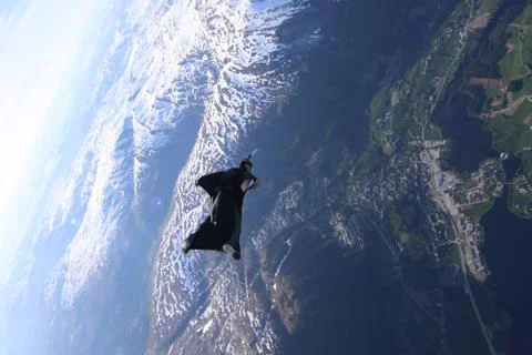 Fun jump skydiving in Norway Stock Photos