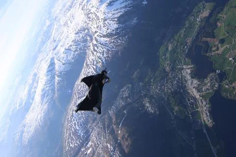 Fun jump skydiving in Norway Stock Photos