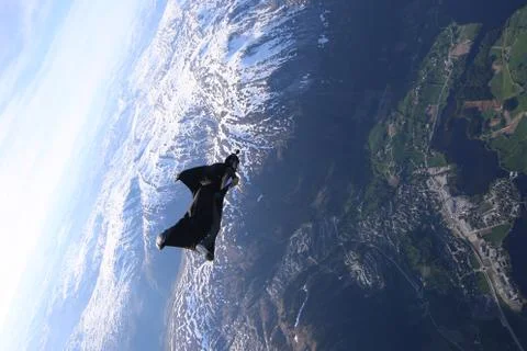 Fun jump skydiving in Norway Stock Photos