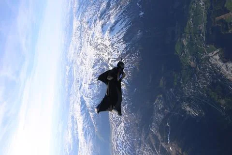 Fun jump skydiving in Norway Stock Photos