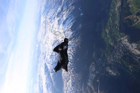 Fun jump skydiving in Norway Stock Photos