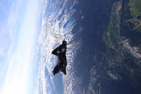 Fun jump skydiving in Norway Stock Photos