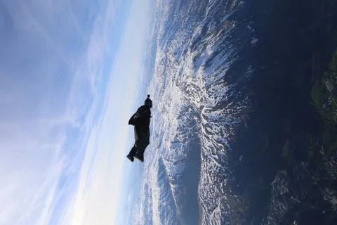 Fun jump skydiving in Norway Stock Photos