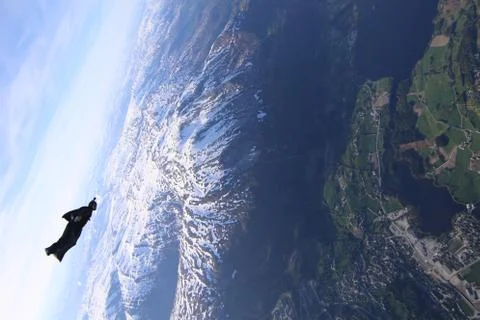 Fun jump skydiving in Norway Stock Photos