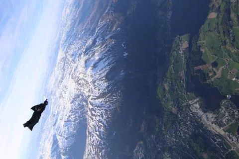 Fun jump skydiving in Norway Stock-Fotos