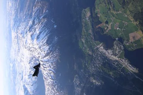 Fun jump skydiving in Norway Stock Photos