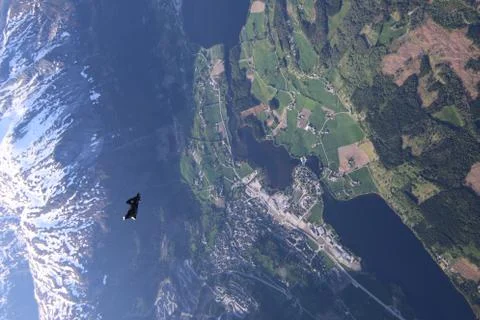 Fun jump skydiving in Norway Stock-Fotos