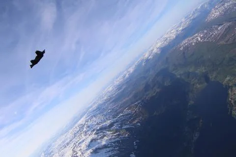 Fun jump skydiving in Norway Stock Photos