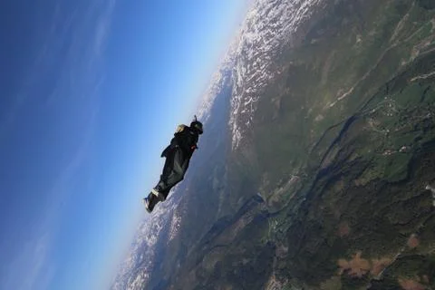 Fun jump skydiving in Norway Stock Photos