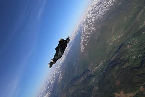 Fun jump skydiving in Norway Stock Photos
