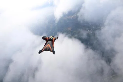 Fun jump skydiving in Norway Stock Photos