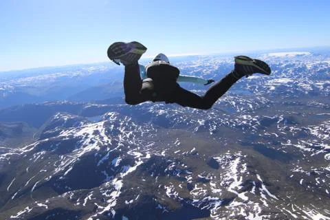 Fun jump skydiving in Norway Foto stock