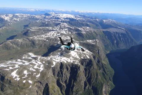 Fun jump skydiving in Norway Stock-Fotos