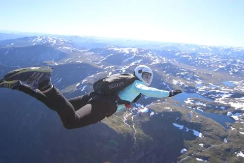 Fun jump skydiving in Norway Stock Photos
