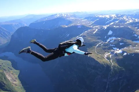 Fun jump skydiving in Norway 写真素材