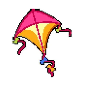 Fun kite pixel art vector illustration Stock Illustration