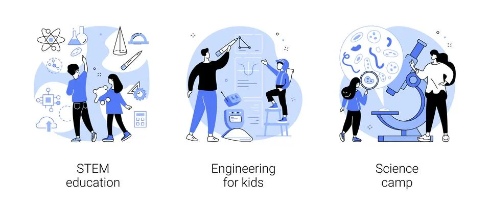 Fun learning activities abstract concept vector illustrations. Illustrazione stock