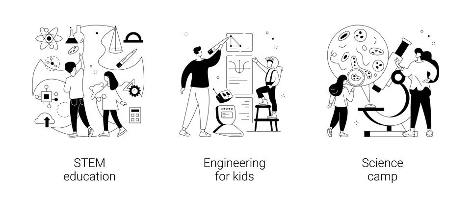 Fun learning activities abstract concept vector illustrations. Stock Illustration