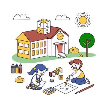Fun learning at kindergarten Stock Illustration