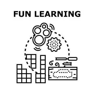 Fun learning vector concept developing knowledge and skills Illustrazione stock