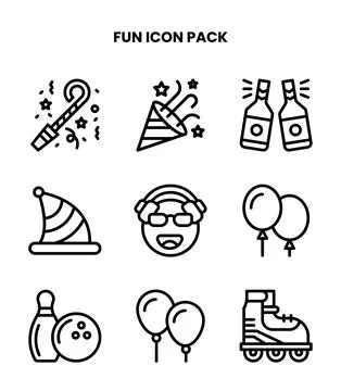 Fun Line Collection Icons Pack Stock Illustration