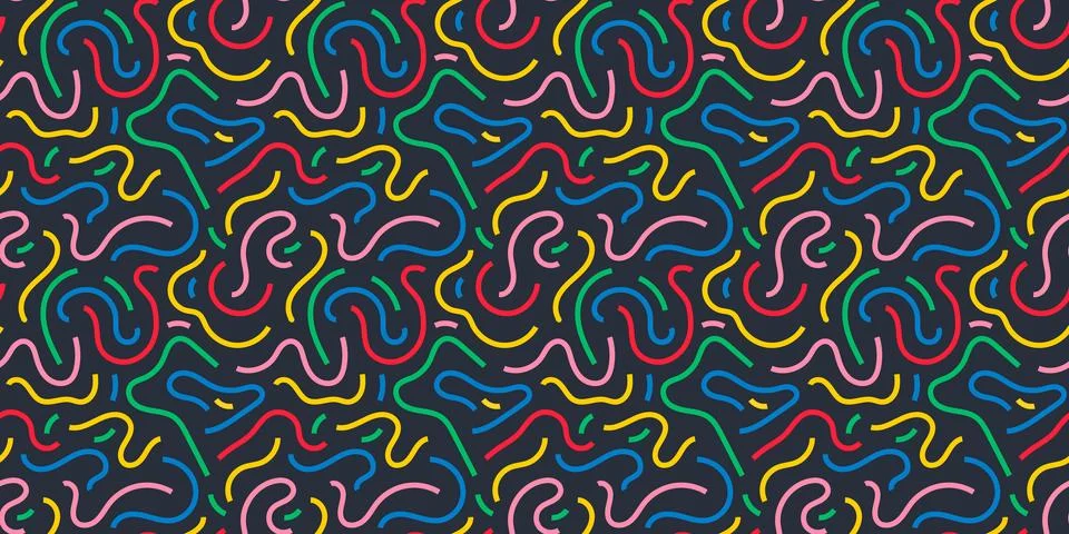 Fun line doodle seamless pattern Stock Illustration