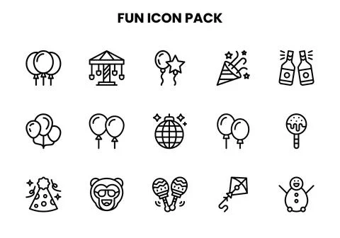 Fun Line Graphics Icons Pack Stock Illustration