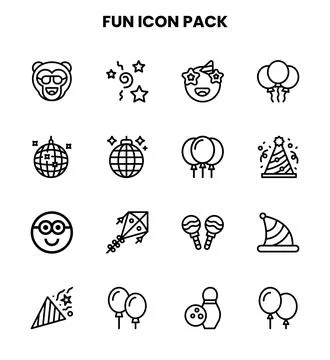 Fun Line Vector Icons Pack Illustrazione stock