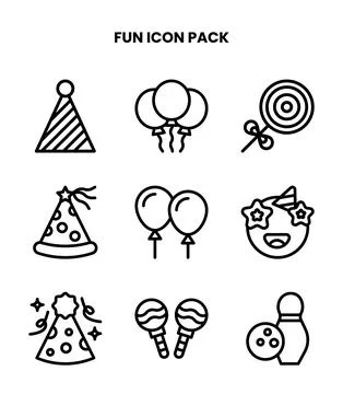 Fun Line Vector Icons Pack Illustrazione stock