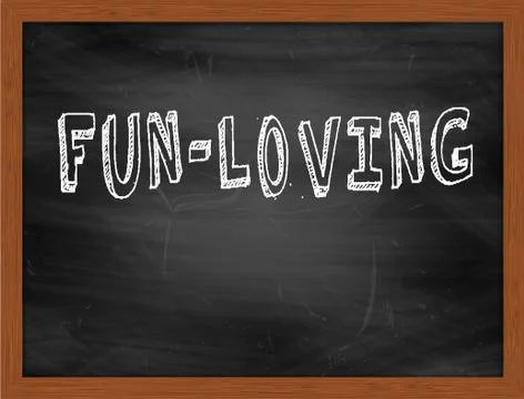 FUN-LOVING  hand writing text on black chalkboard Stock Illustration