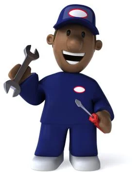 Fun mechanic - 3D Illustration Stock Illustration