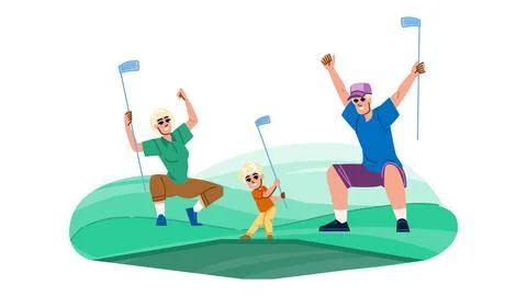 Fun mini golf family vector Stockillustratie