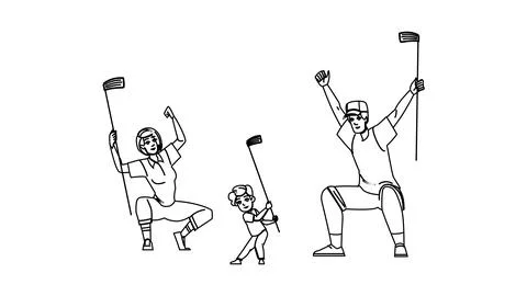 Fun mini golf family vector Stockillustratie