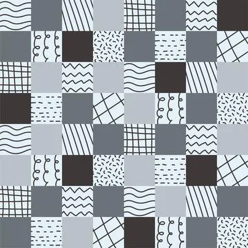 Fun monocolor seamless vector pattern. Hand drawn texture. Creative abstrac.. Illustrazione stock