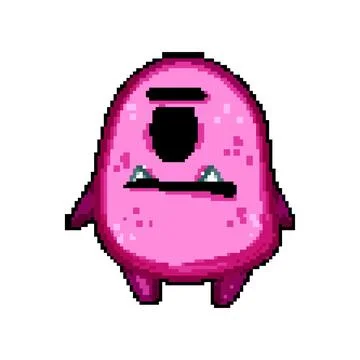 Fun monster character pixel art vector illustration Stock Illustration