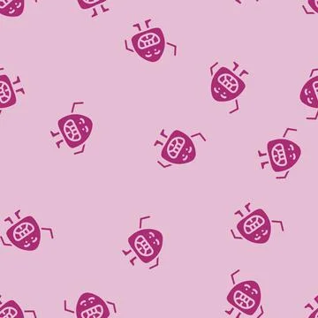 Fun monster cute glyph vector seamless pattern Stock Illustration