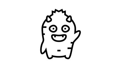 Fun monster cute line icon animation Stock Footage 326137737