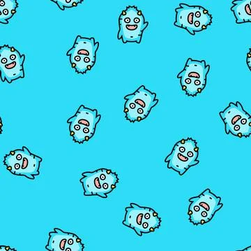 Fun monster cute vector seamless pattern Illustrazione stock