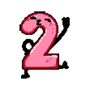 Fun number character pixel art vector illustration Stock Illustration