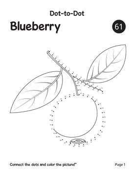 Fun Number Counting Puzzle Featuring Blueberry Connect The Dots Activity Page Stock Illustration