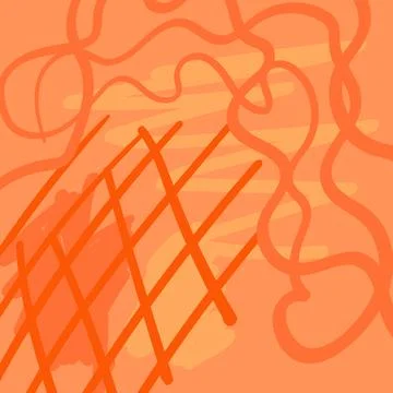 Fun orange pattern background with ink lines and stripes. Abstract monochrome Stock Illustration
